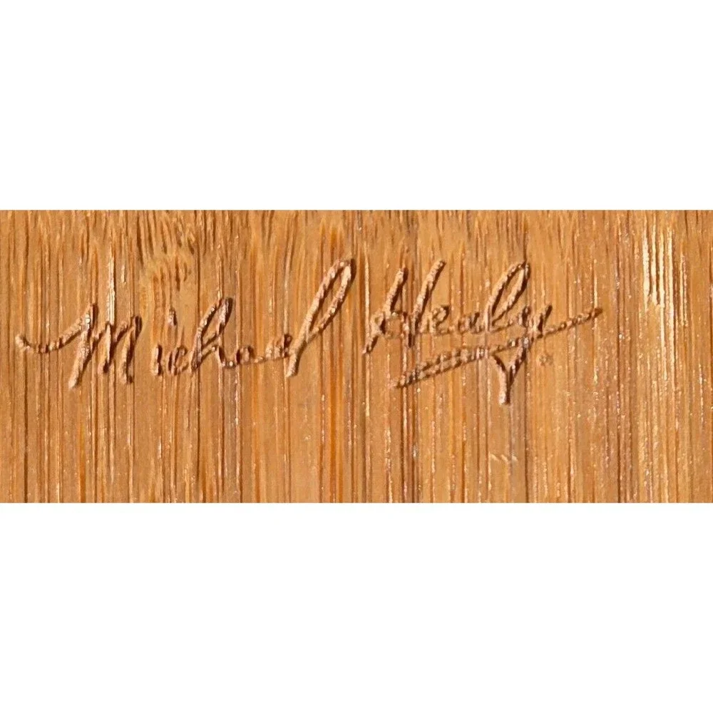 Michael Healy signed Wooden salad Hands Bronze grapes accent